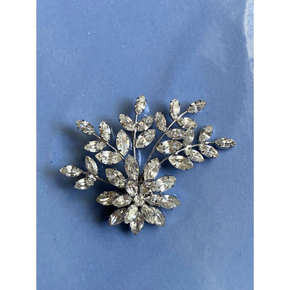 Vintage Crystal Branch Floral Brooch